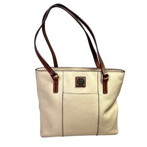 Dooney & Bourke Lexington Handbag Bag Purse Cream Double Handle Zip Top Pebbled